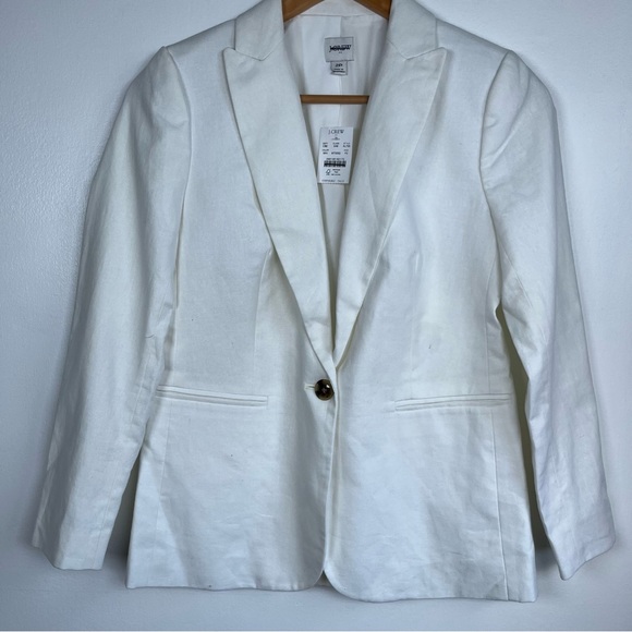 J.Crew Size 2 Petite linen-blend one-button blazer Women’s White - Picture 3 of 13